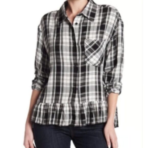 Philosophy ruffled hem plaid Top - Picture 8 of 8